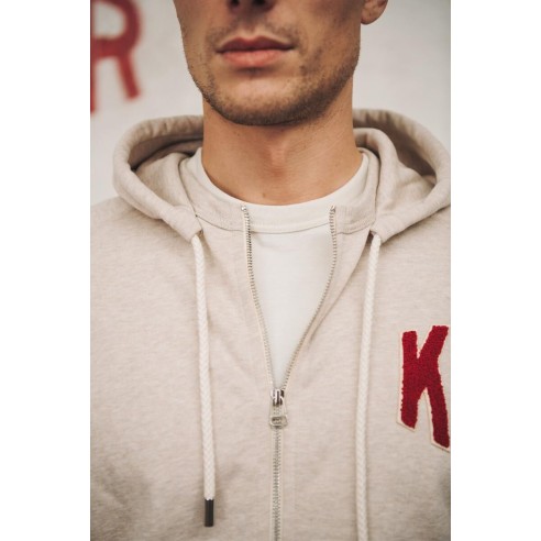 Sweat à Capuche Amande Broderie