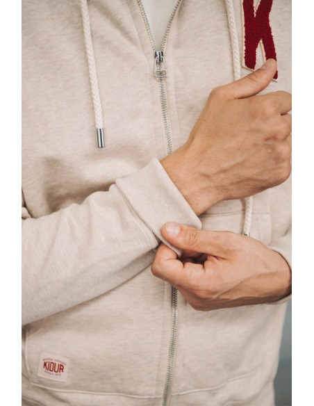 Sweat à Capuche Amande Broderie