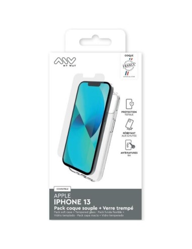 MYWAY FRANCE PACK COQUE SOUPLE + VERRE TREMPE IPHONE 13