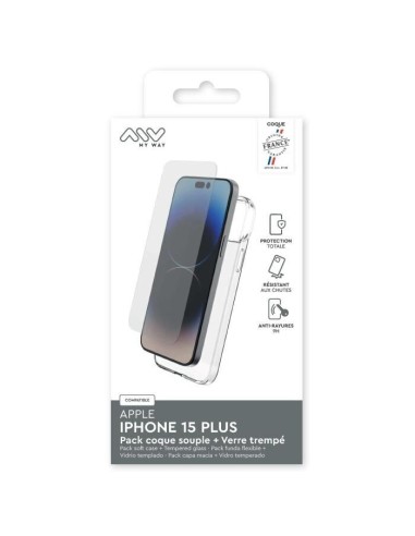 MYWAY FRANCE PACK COQUE SOUPLE + VERRE TREMPE IPHONE 15 PLUS