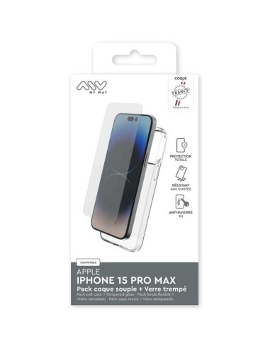 MYWAY FRANCE PACK COQUE SOUPLE + VERRE TREMPE IPHONE 15 PRO MAX