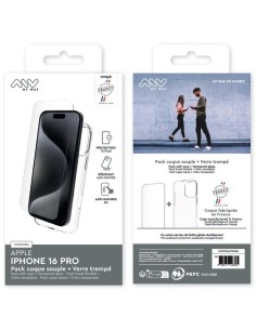 MYWAY FRANCE PACK COQUE SOUPLE + VERRE TREMPE IPHONE 16 PRO