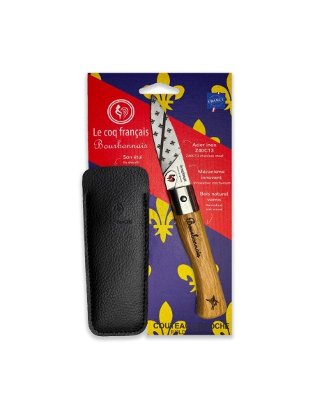Carte Duo Le Bourbonnais - Couteau de poche Le Coq Authentique Le Bourbonnais - manche chêne + étui