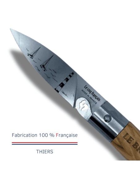 Carte Duo Le Breton - Couteau de poche Le Coq Authentique Le Breton - manche chêne + étui