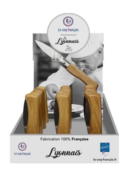 Carte Duo Le Lyonnais - Couteau de poche Le Coq Authentique Le Lyonnais - manche chêne + étui