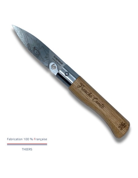 Carte Duo Le Franche-Comté - Couteau de poche Le Coq Authentique Le Franche-Comté - manche chêne + étui