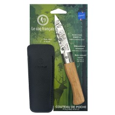 Carte Duo Nature - Couteau de poche Le Coq Authentique Champignon - manche chêne + étui