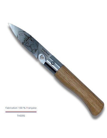 Carte Duo Nature - Couteau de poche Le Coq Authentique Sanglier - manche chêne + étui