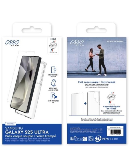 MYWAY FRANCE PACK COQUE SOUPLE + VERRE TREMPE SAMSUNG GALAXY S25 ULTRA