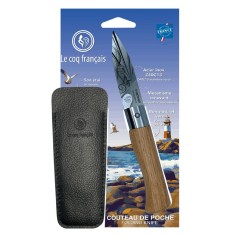 Carte Duo Nautique - Couteau de poche Le Coq Authentique Marin - manche chêne + étui