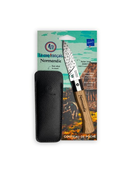 Carte Duo Le Méditerranéen - Couteau de poche Le Coq Authentique Le Méditerranéen - manche chêne + étui