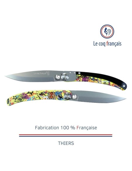 Couteau de poche Le Coq Original - Pop Art Bur Artist Pop Art Jaune - Acrylique Noir