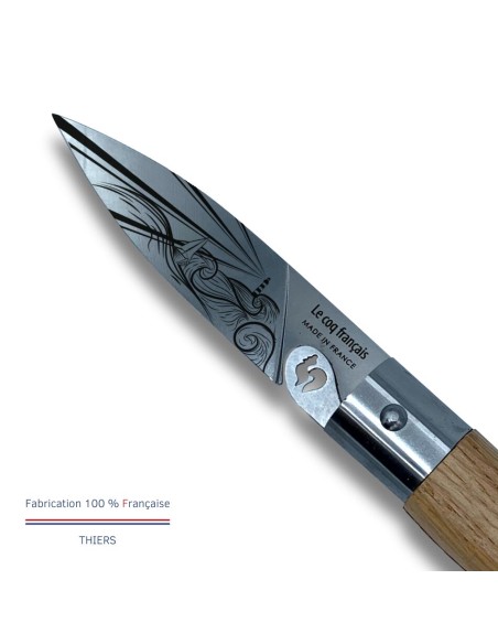 Carte Duo Nautique - Couteau de poche Le Coq Authentique Marin - manche chêne + étui