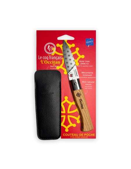 Carte Duo L'Occitan - Couteau de poche Le Coq Authentique L'Occitan - manche chêne + étui