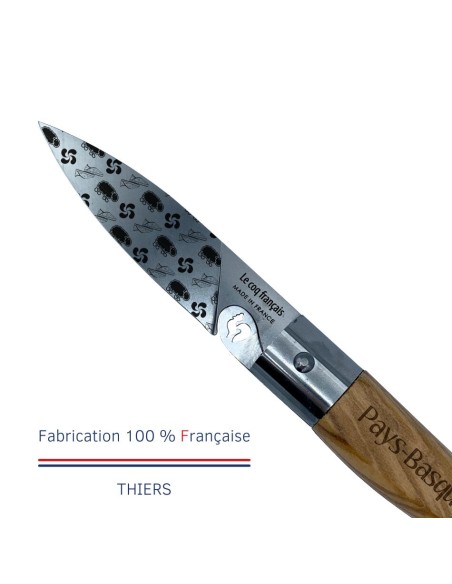 Carte Duo Le Basque - Couteau de poche Le Coq Authentique Le Basque - manche chêne + étui