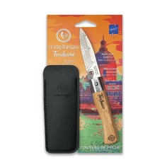 Carte Duo Le Toulousain - Couteau de poche Le Coq Authentique Le Toulousain - manche chêne + étui