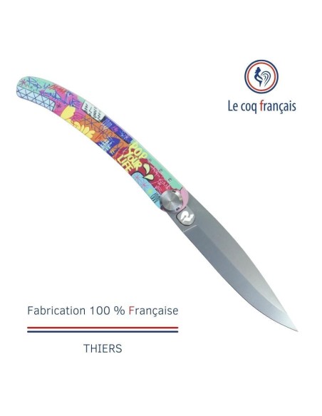 Couteau de poche Le Coq Original - Pop Art Pop Your Life by Pepop - Acrylique Noir