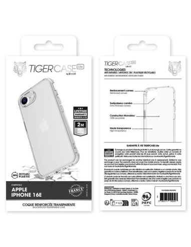 TIGER CASE LITE FRANCE COQUE TRANSPARENTE 2M APPLE IPHONE 16E GARANTIE VIE