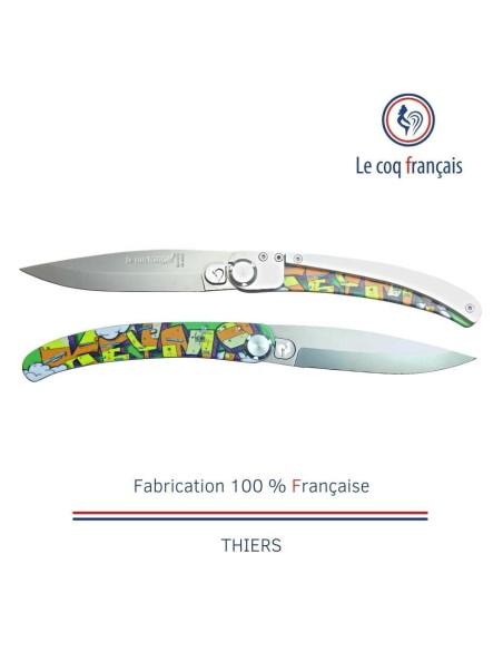 Couteau de poche Le Coq Original - Pop Art Keymi - Acrylique Blanc