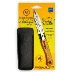 Carte Duo L'Auvergnat - Couteau de poche Le Coq Authentique L'Auvergnat - manche chêne + étui
