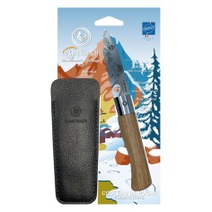 Carte Duo Montagne - Couteau de poche Le Coq Authentique Hiver - manche chêne + étui