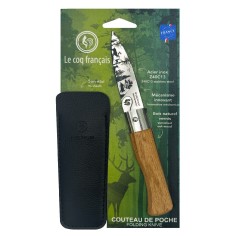 Carte Duo Nature - Couteau de poche Le Coq Authentique Forêt - manche chêne + étui
