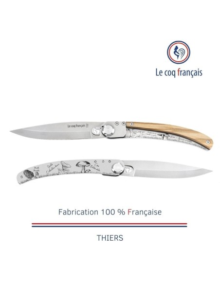Couteau de poche Le Coq Original - Champignons - Olivier