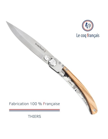 Couteau de poche Le Coq Original - Fromages d'Auvergne - Olivier