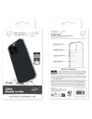 TIGER CASE LITE FRANCE COQUE TRANSPARENTE 2M IPHONE 16 PRO GARANTIE VIE