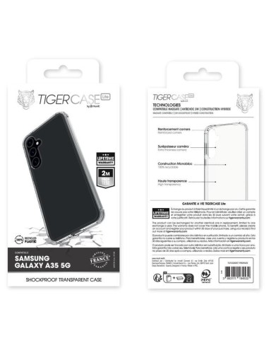TIGER CASE LITE FRANCE COQUE TRANSPARENTE 2M SAMSUNG GALAXY A35 5G GARANTIE VIE