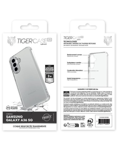 TIGER CASE LITE FRANCE COQUE TRANSPARENTE 2M SAMSUNG GALAXY A36 5G GARANTIE VIE