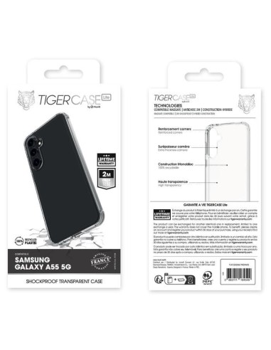 TIGER CASE LITE FRANCE COQUE TRANSPARENTE 2M SAMSUNG GALAXY A55 5G GARANTIE VIE