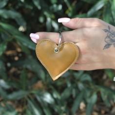 Porte-Clés Coeur en cuir Mixte Caramel