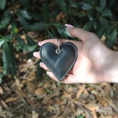 Porte-Clés Coeur en cuir Mixte Noir