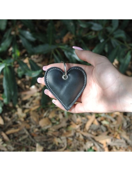 Porte-Clés Coeur en cuir Mixte Noir
