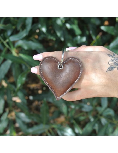 Porte-Clés Coeur en cuir Mixte Ebène