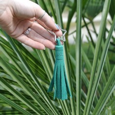 Porte Clés Pompon en cuir pailleté Brin d'Herbe