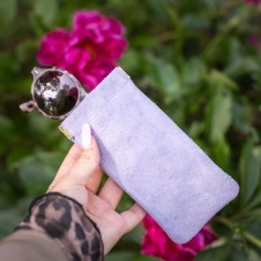 Etui à Lunettes Clic Clac en cuir Pailleté Lavande