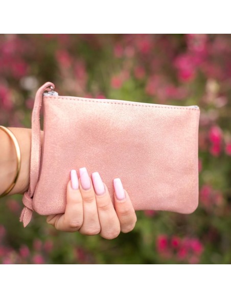 Mini Dragonnière en cuir Pailleté Pêche