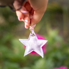 Porte-clés Etoile en cuir Pailleté Lavande