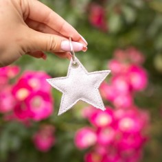 Porte Clés Étoile en cuir Pailleté Perle