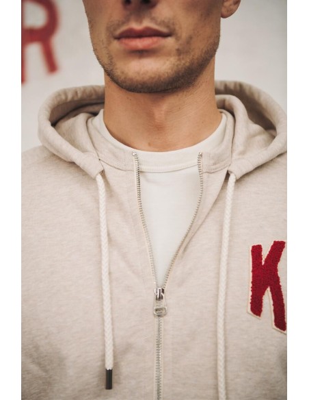 Sweat à Capuche Amande Broderie