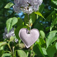 Porte Clés Cœur en cuir Pailleté Lilas Doré