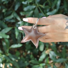 Porte-Clés Etoile en cuir Mixte Ebène