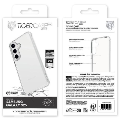 TIGER CASE LITE FRANCE COQUE TRANSPARENTE 2M SAMSUNG GALAXY S25 GARANTIE VIE