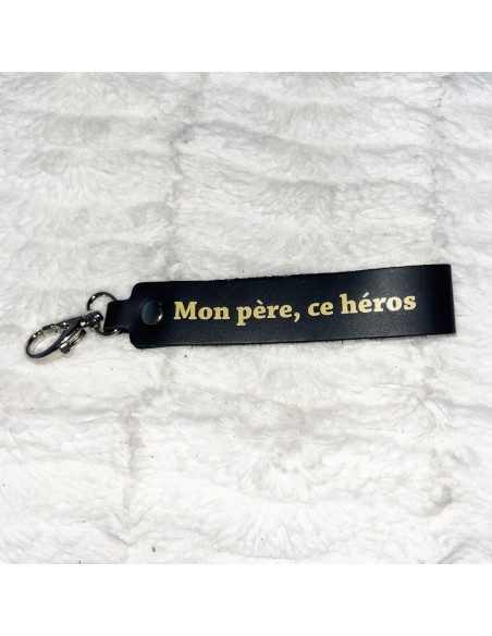 Porte-clés Message Mon père ce Héros - Noir