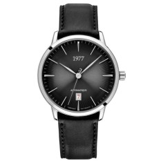 Montre 1977 Edmond Cadran Noir Bracelet Cuir Noir