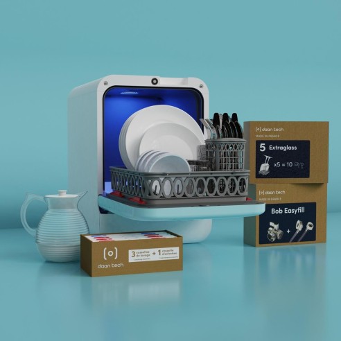 Bob lave-vaisselle Pack Toutes Options | Blanc & Bleu Glacier
