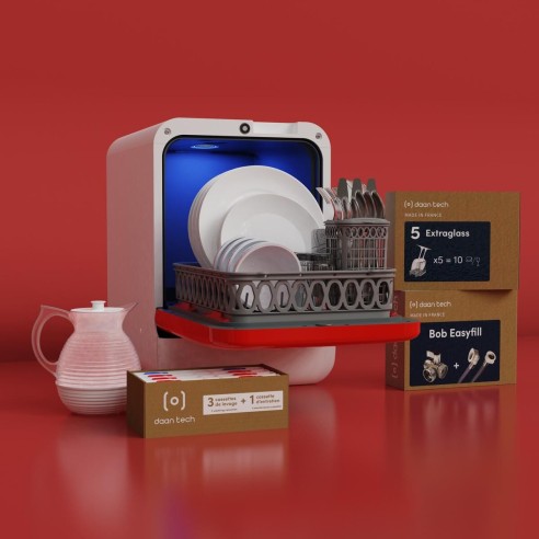 Bob lave-vaisselle Pack Toutes Options | Blanc & Bleu Glacier