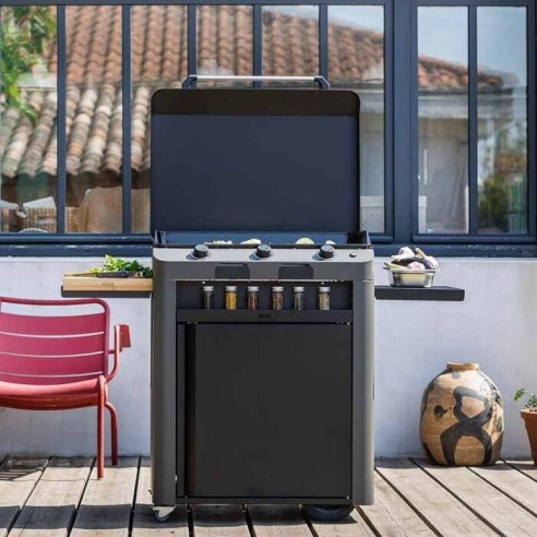 Combo Plancha gaz sur chariot- Fusion 75 - Gris cargo